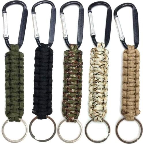 Safety Survival Gear Tactical Military Strand Cord Parachute Rope Keyring Carabiner Kits Lanyard Keychain Outdoor Tools Random
