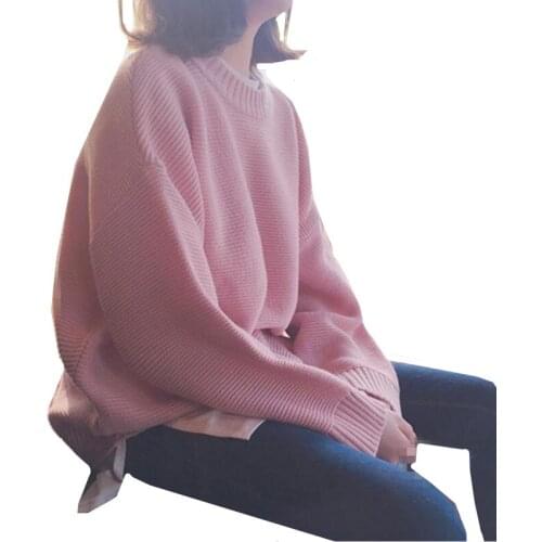 ZG1007 2020 spring and autumn new women fashion loose solid color knitted long-sleeved ladies pullover sweater cheap wholesale
