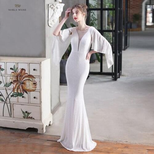 Prom Dresses New Elegant Mermaid Floor-length Sequin Women Formal Gowns O-Neck Long Evening Party