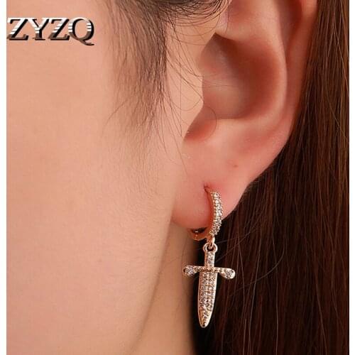ZYZQ ins Trend Retro Metal Cross Drop Earrings For Women Hip Hop Personality Geometric Earrings Fashion Party Jewelry 2021