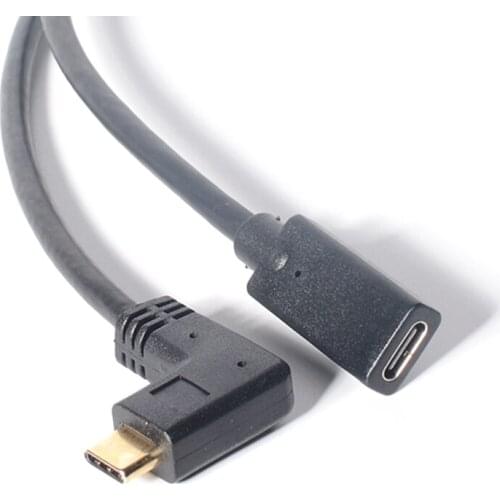 0.3 Meters Type-C USB 3.1 Male to USB-C Female 90 degree Extension Data Cable Extender Cord Reversible Design 0.3m 0.6m 1m 1.8m