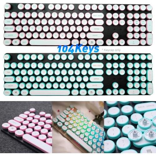 104Pcs/Set ABS Round Keycaps Double Shot DIY Typewriter Keycap for Backlit Mechanical Keyboard Circular Key Cap