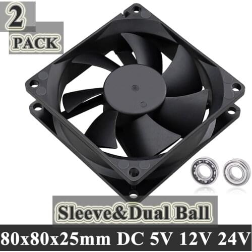 2PCS Gdstime Ball 80MM 8CM 8025 Computer Case Fan 80x80x25mm Cooling Fan 5V 12V 24V 48V PC Laotop Cooling Cooler 2PIN 3PIN 4PIN