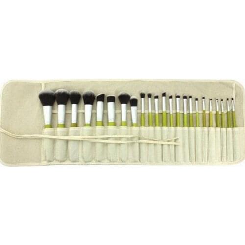 Blue wooden handle soft synthetic hair cosmetic brushes silver aluminum collar 23pcs makeup brush set in bag