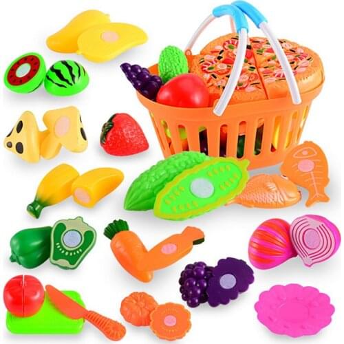 24Pcs/Set Plastic Fruit Vegetables Cutting Toy Early Development and Child Play House Sets Toy for kids Kitchen toy Plastic food