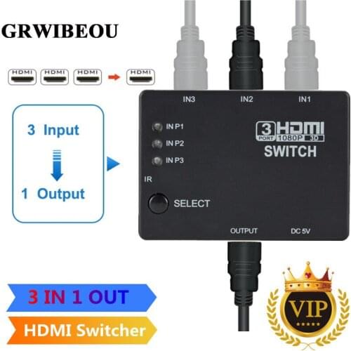 3 In 1 Out HDMI-Compatible Switcher 3 Port Hub Box Auto Switch 3x1 1080p HD 1.4 With Remote Control for TV XBOX360 PS3 HD Switch