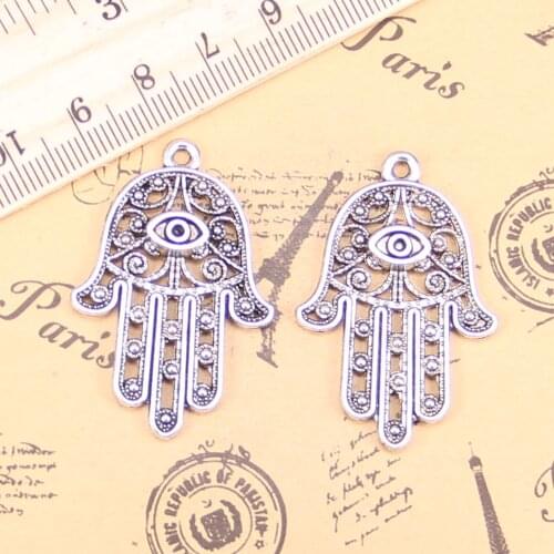 6pcs Charms eye hamsa palm protection 36x25mm Antique Pendants,Vintage Tibetan Silver Jewelry,DIY for bracelet necklace