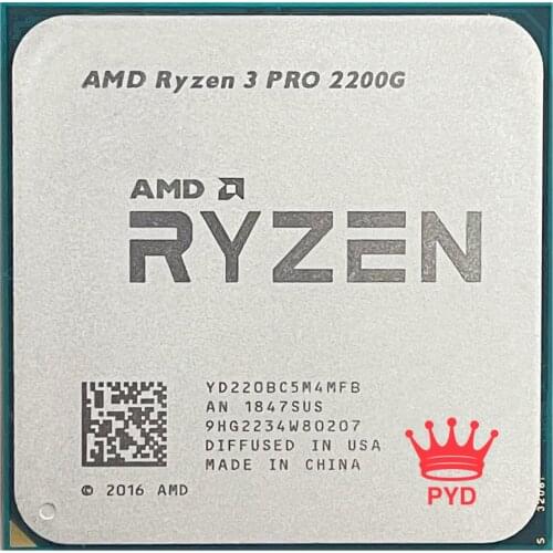 AMD Ryzen 3 PRO 2200G R3 PRO 2200G 3.5 GHz Quad-Core CPU Processor 65W YD220BC5M4MFB Socket AM4
