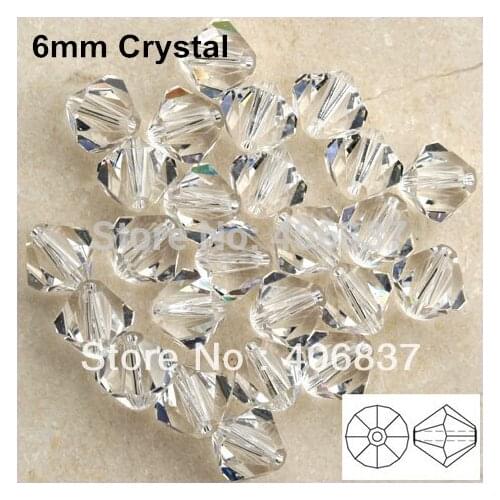 Free Shipping! 288pcs/Lot, Chinese Top Quality 6mm Crystal Clear Crystal Bicone Beads