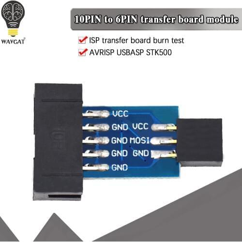 Free Shipping 10 Pin to 6 Pin Adapter Board for AVRISP MKII USBASP STK500 High Quality