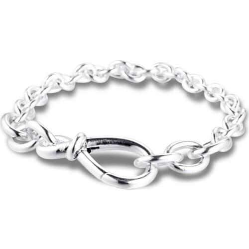 Genuine 925 Sterling Silver Bracelets for Women Chunky Infinity Knot Chain Bracelet Party Wedding Jewelry Gift pulsera Wholesale