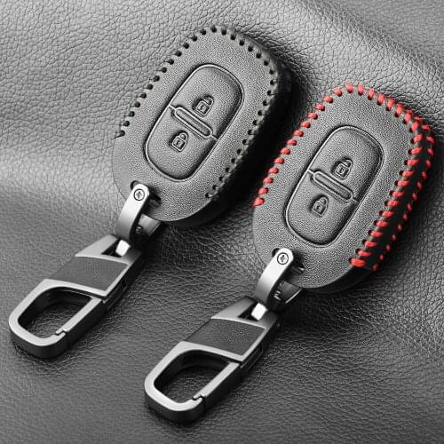 Genuine Leather Car Key FOB for Renault Duster dacia Scenic Master Megane Logan Clio Captur Keyless Leather Case Cover Protect
