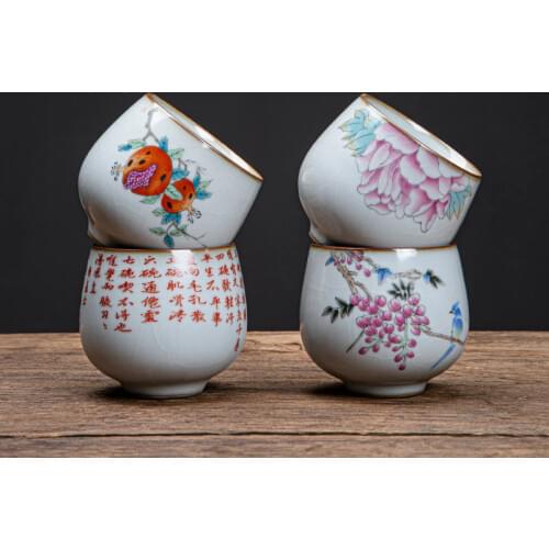 Puer tea cup Big capacity ceramic teacup cute cat porcelain tea cup chinese kung fu cup Individual single glass Christmas gift