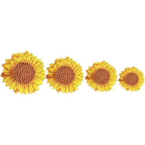 Floral Embroidered Sun Flowers Patches Sew Iron On Badges Yellow floral For Bag Jeans Hat T Shirt DIY Appliques Craft Decoration