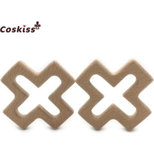 50pcs DIY Wooden Personalized Pendent Organic Beech Wooden Cross Natural Handmade Baby Wooden Teether For Baby Teething Nursing