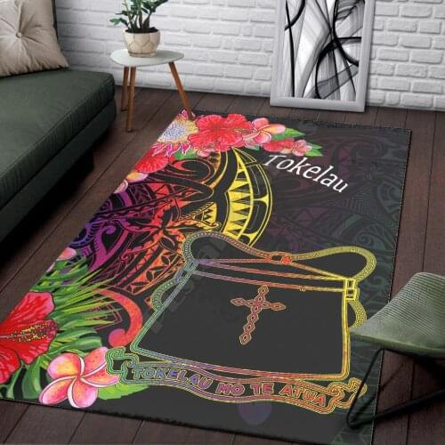 Tokelau Area Rug Tropical Hippie Style Carpet Mat for Living Room Doormat Flannel Print Bedroom Non-slip Floor Rug