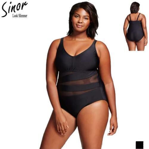 【Sinor】Plus-sized-Fat Swimsuit Plus-sized Swimsuit Solid Color Bikini Free Shipping