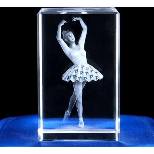 Crystal 3D Laser Engraving ballet dancer Ornaments Creative Crafts Ballerina Glass Figurines Home Decoration Miniature Gifts