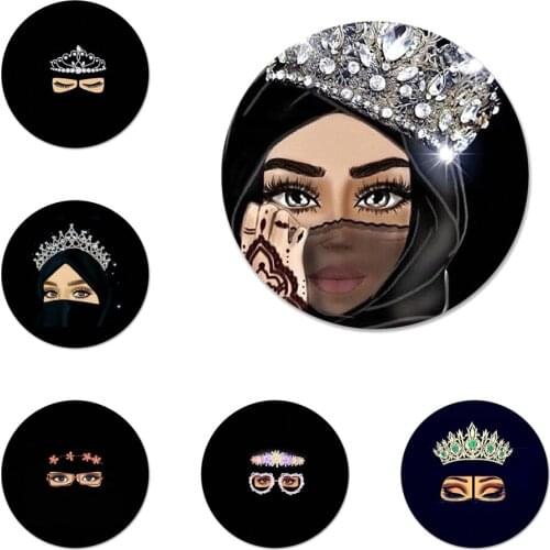 58mm Oriental Woman Hijab Face Muslim Islamic Gril Icons Pins Badge Decoration Brooches Metal Badges For Backpack Decoration