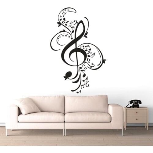 Music Dancing Notes Vinyl Wall Decals Music Studio Decoration Rhythm Notes Wall Art Sticker Removable Musical Style Mural AZ764