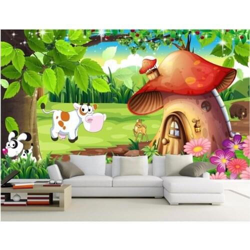 Custom mural 3d wallpaper Forest mushroom house cartoon children room home decor 3d wall murals wallpaper for wall 3 d