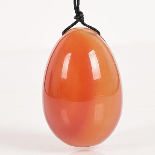 Jade Eggs Drilled Natural Carnelian Egg red agate Yoni Egg for Kegel Exercise Health Care crystal ball for Women 45*30MM