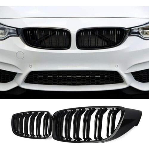 Front Grill Grilles Kidney Grill Replacement for BMW 4 Series F32 F33 F36 F80 F82 Double Slat M4 Sport Bright Black 2013-2018