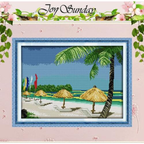 Beach scenery Patterns Counted Cross Stitch 11CT 14CT Cross Stitch Set Wholesale Chinese Cross-stitch Kit Embroidery Needlework