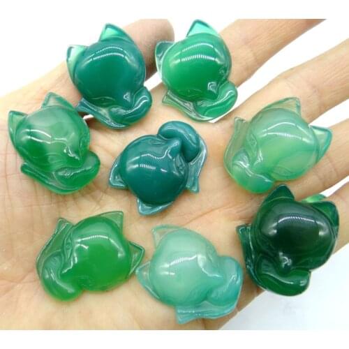 Natural stone Quartz crystal Turquoises Opal Chalcedony agates fox charm pendant for diy jewelry Making necklace Accessories6pcs