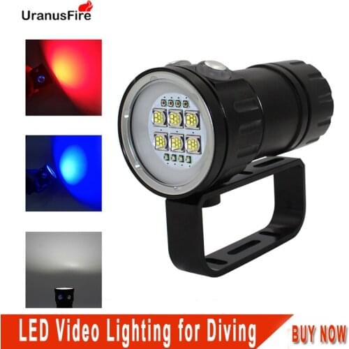Uranusfire Portable Flashlight lamp Underwater Video Lighting 18650 powerful led flash light waterproof for diving photography