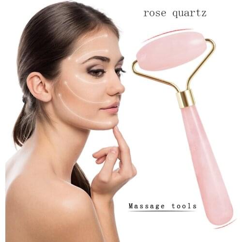 Natural rose quartz gold Roller Massage tool Facial Relaxation Slimming wand Face Lift Anti Wrinkle Anti Cellulite Body Beauty