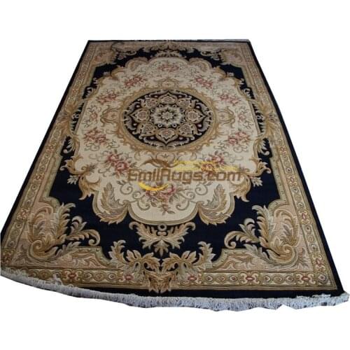 Hand Made French Aubusson Weave Rug Wool Savonnerie Design Handmade Wool Knitting Carpets Antique Runner Rugs