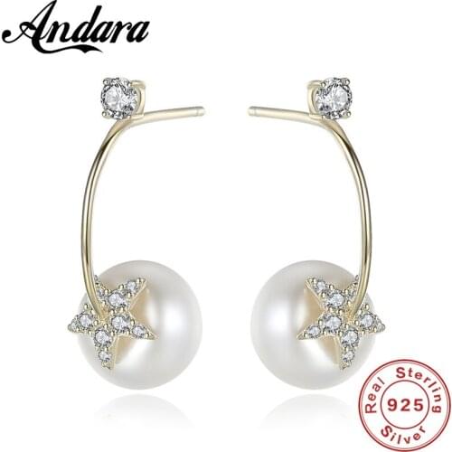 Hot Selling S925 Sterling Silver 8-9mm Natural Freshwater Pearl Stud Earring 2 Color for Women