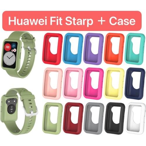 Silicone strap+case for Huawei watch Fit Replacement strap and TPU cover for Huawei watch Fit Edge protection frame Accessories