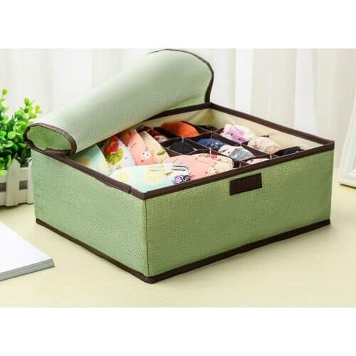 13 Grids Large Capacity Bra Underwear Storage Box 8 Colors Foldable Closet Organizing Box Pure Color Household Storage Utensils