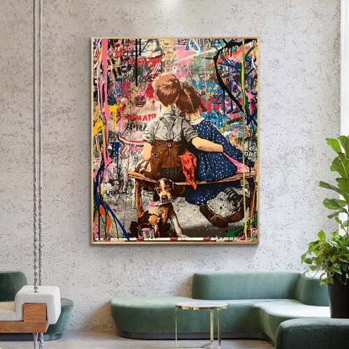 Modern Couple In Love In The Art Wall Graffiti Art Paintings Print Posters And Prints Living Room Decorative Street Art Picture