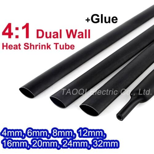 Heat Shrink Tube with Glue Adhesive Lined 4:1 Dual Wall Tubing Sleeve Wrap Wire Cable kit 4mm 6mm 8mm 12mm 16mm 20mm 24mm 32mm