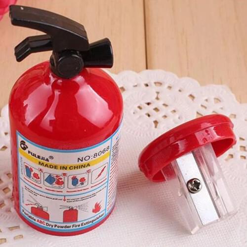Creative Fire extinguisher Shape Pencil Sharpener Single Hole Red Manual Sharpener Student Stationery for Kids Prizes Gifts