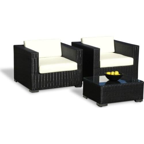 Outdoor All Weather Wicker 3 Piece Arm Chair Set