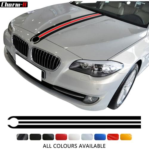 Universal 51" Length Car Hood Bonnet Racing Stripes Lines Decals Engine Cover Stickers for BMW Ford Mustang Toyota Mercedes Benz