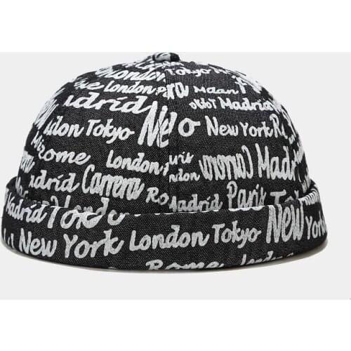 LDSLYJR Vintage Docker Cap Brimless Hat Breathable Beanie Hats Cotton Adjustable letter Landlord Sailor Cap Men and Women 33