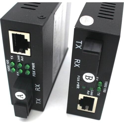 Fiber Optical Transceiver 10/100/1000Mbps Single Mode Single Fiber SC Port External Power Supply 1Pair