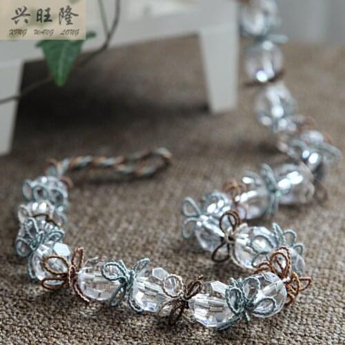 XWL 82cm Long Acrylic Beads Curtain Hanging Ropes Window Tieback Buckle Hook Curtain Accessories Bandage Lashing Bind Home Decor