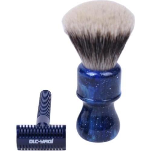 Yaqi Two Band Badger Hair Shaving Brush and Safety Razor Set