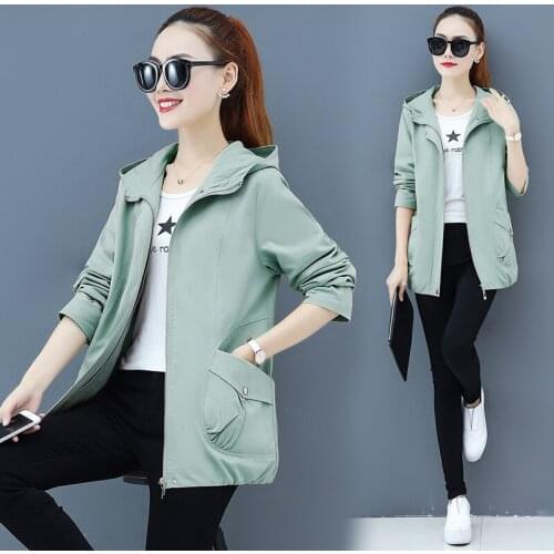 Womens Jacket Long Sleeve Causal Windbreaker Hooded Coat Zipper Lightweight Jackets Outwear Plus Short Loose