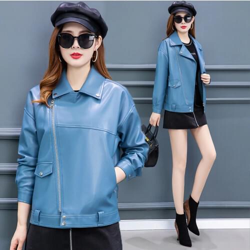 Ladies Spring zipper pu leather jacket short small coat fashion mother autumn suit young and middle-aged women tops locomotive