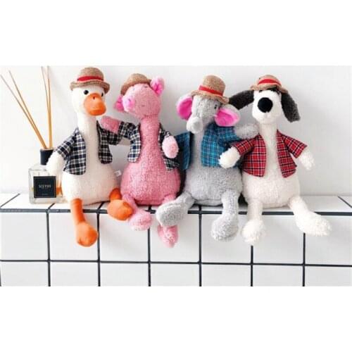 1pc 25cm Cute Animals With Hat Stuffed Duck Pig Elephant Penguin Dog Plush Toys Doll For Children Kids Cute Christmas Gift