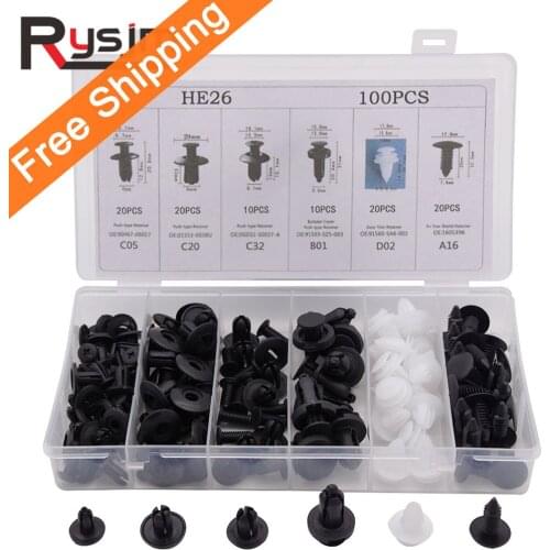 100pcs interior auto accessories 6 sizes plastic rivet clips fasteners plug Bumper Door Trim Panel Retainer for bmw e46 golf mk2