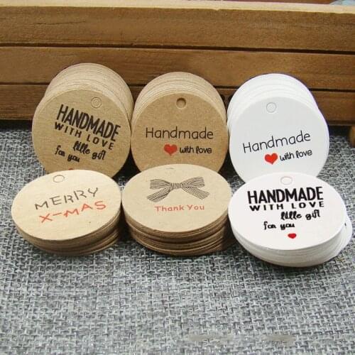 100pcs Kraft Paper Gift Label Tag Handmade Jewelry Charms Tag DIY Food Label Wedding Favors Gift Decorating Tag Card
