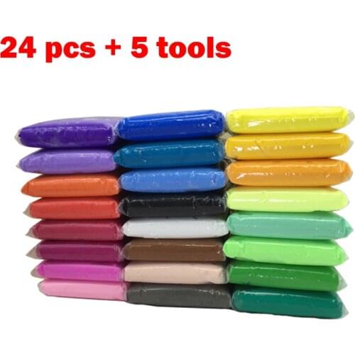 24pcs/set Light Clay Plasticine Modelling Educational Air Dry Clay Toy Creative DIY Soft Handgum Playdough Toys Kid Gift